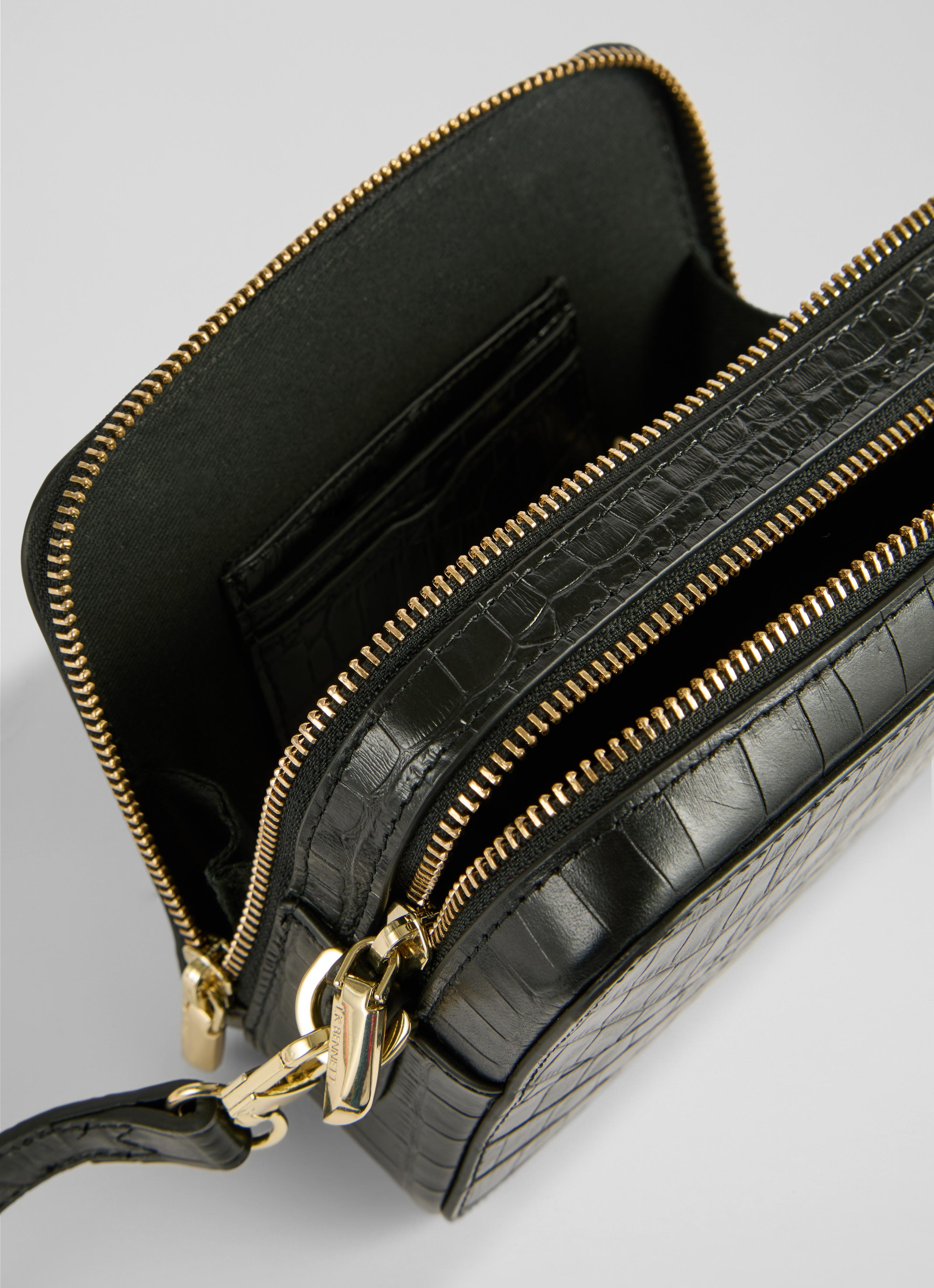 Kira Black Croc Effect Bag | Handbags | Collections | L.K.Bennett